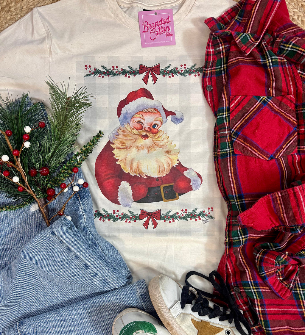 Vintage Plaid Santa