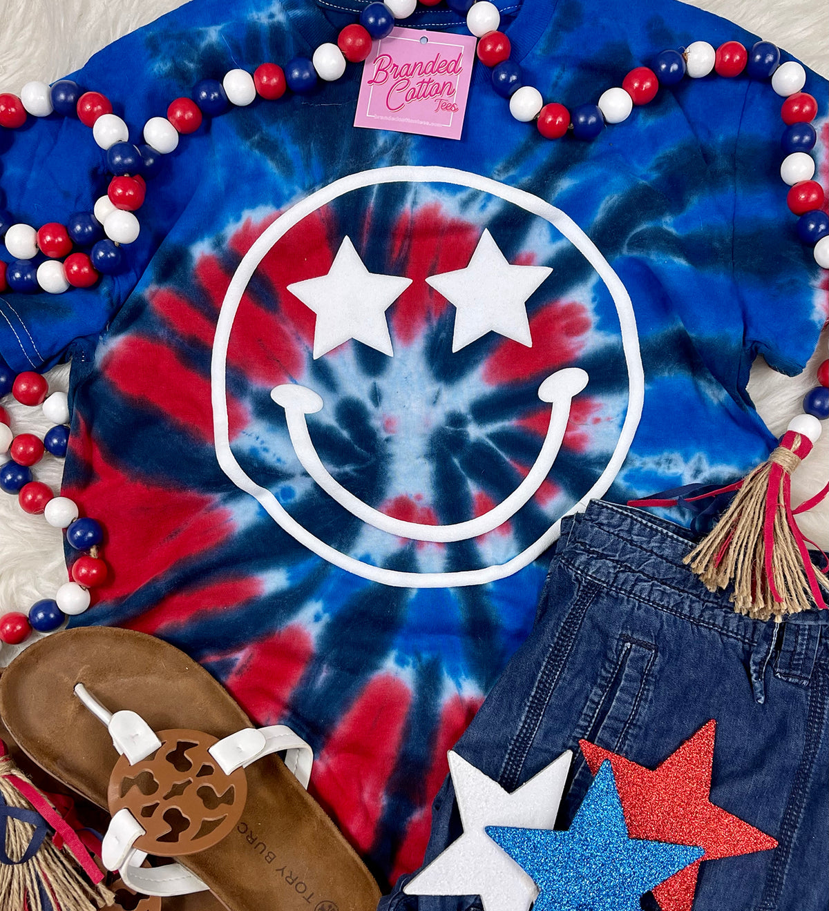 Tie Dye Smiley USA {Puff}