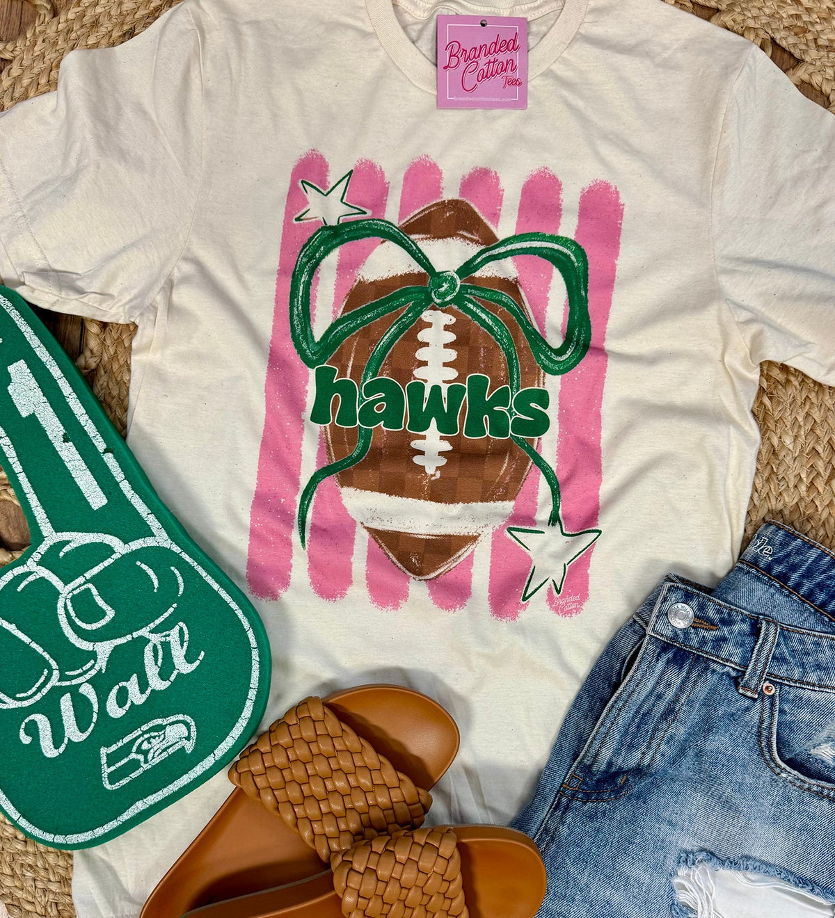 Pink Stripe Bow Football