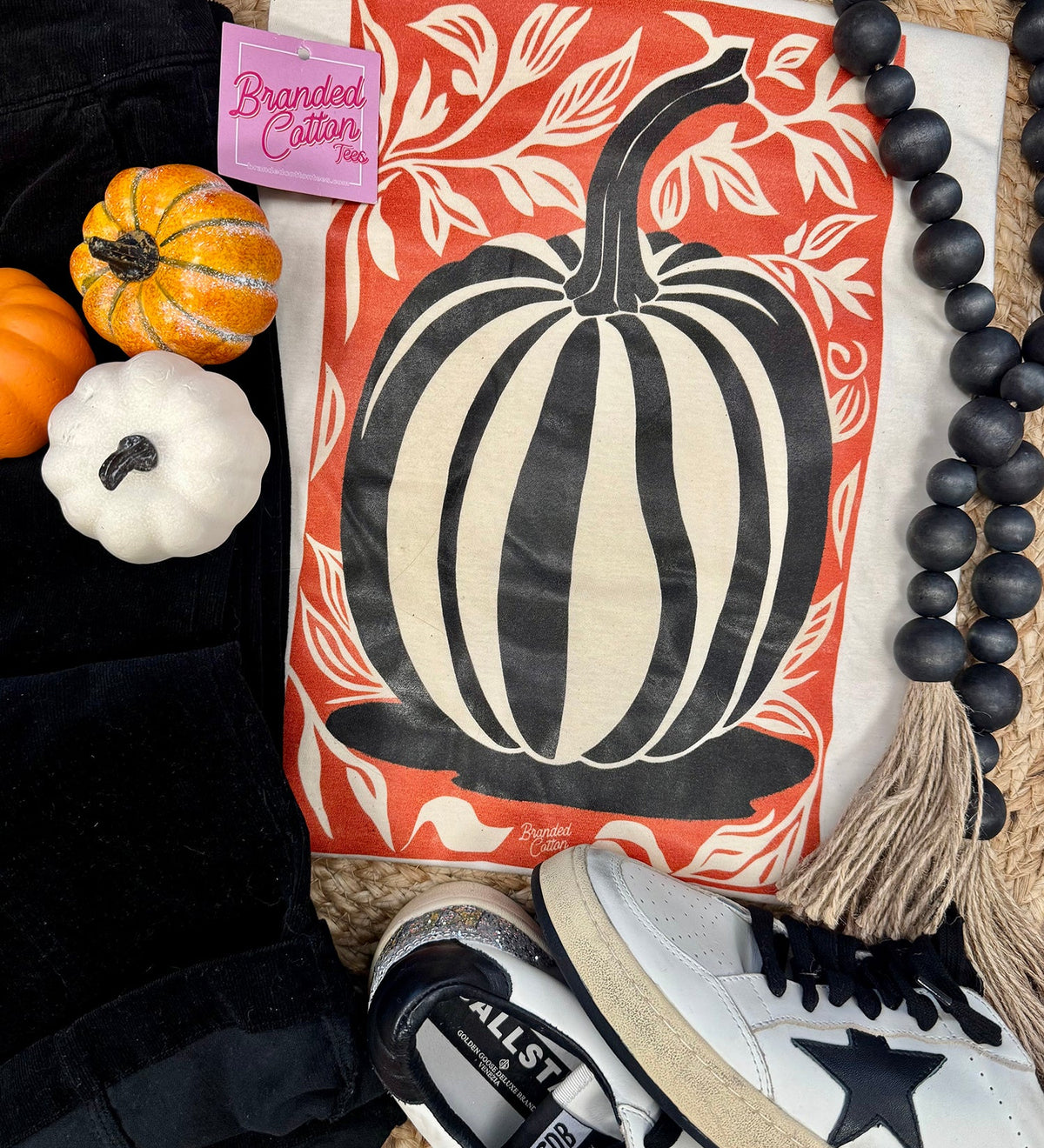 Black & White Floral Pumpkin