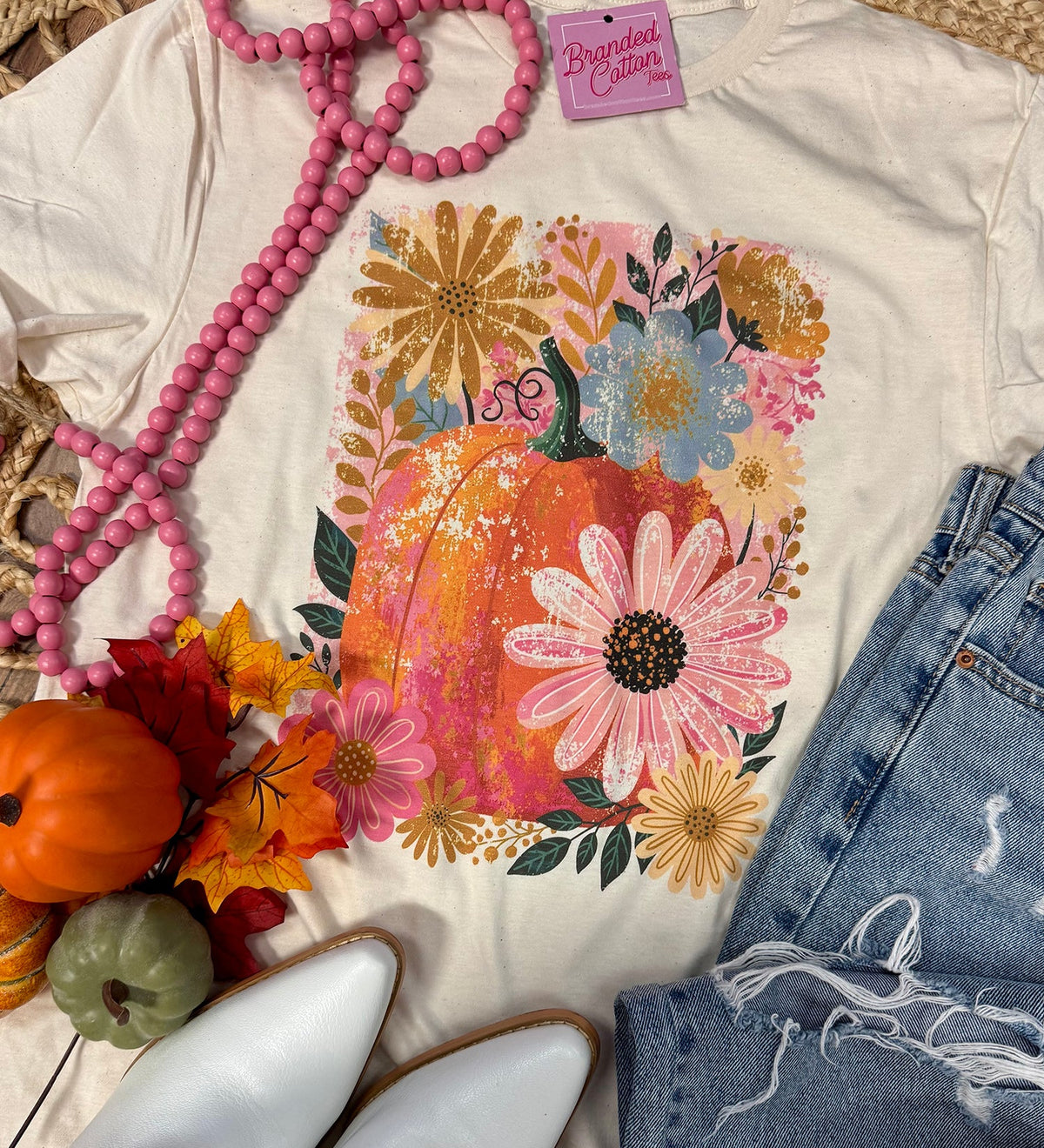 Watercolor Floral Fall Pumpkin
