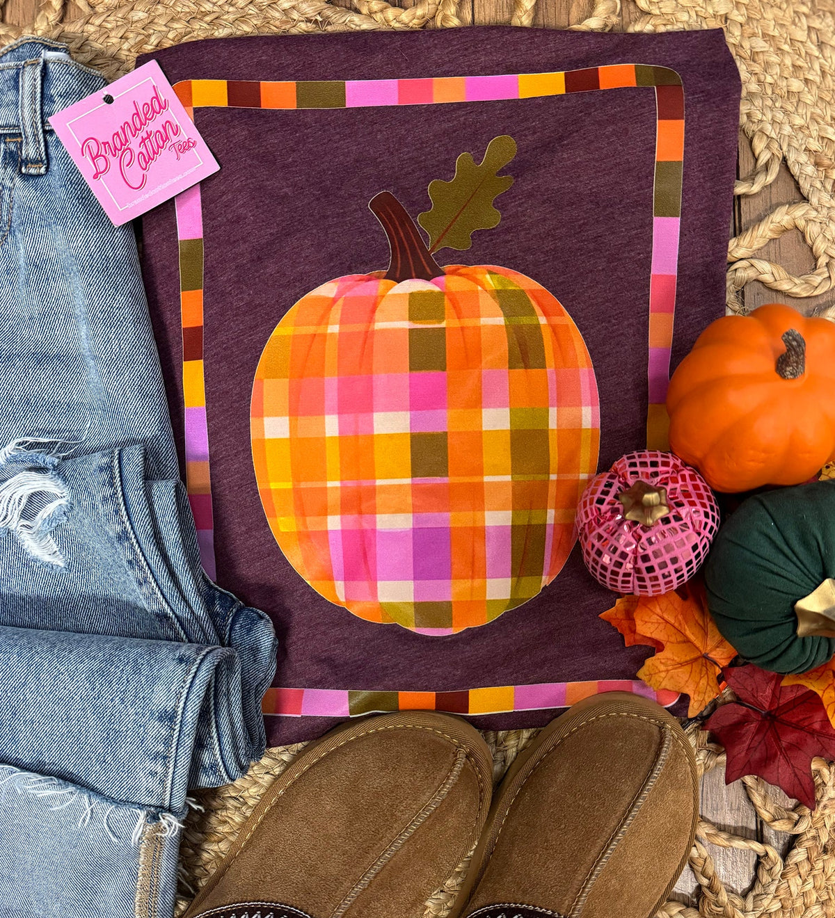 Bright Plaid Pumpkin Frame