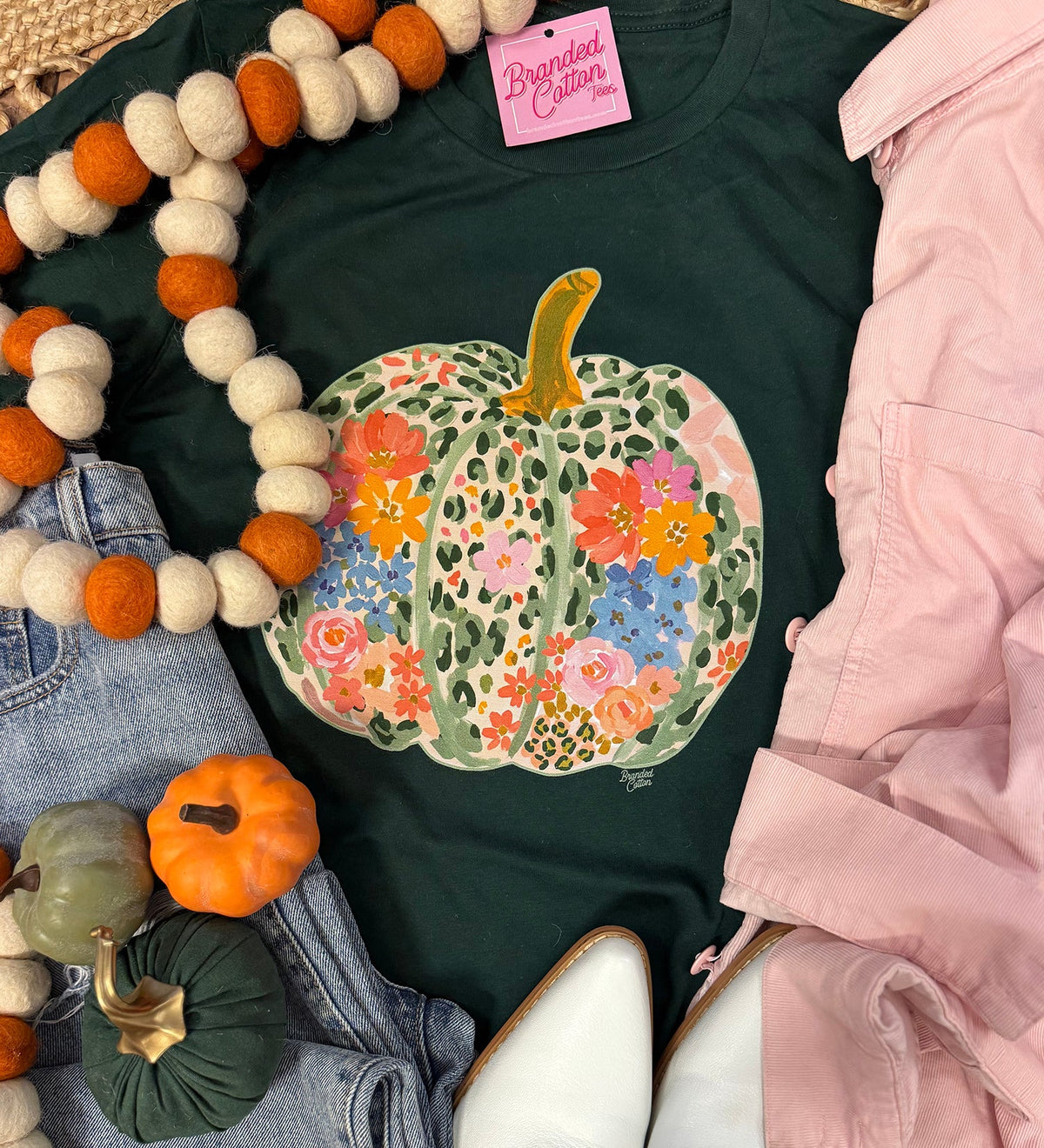 Floral Fall Leopard Pumpkin