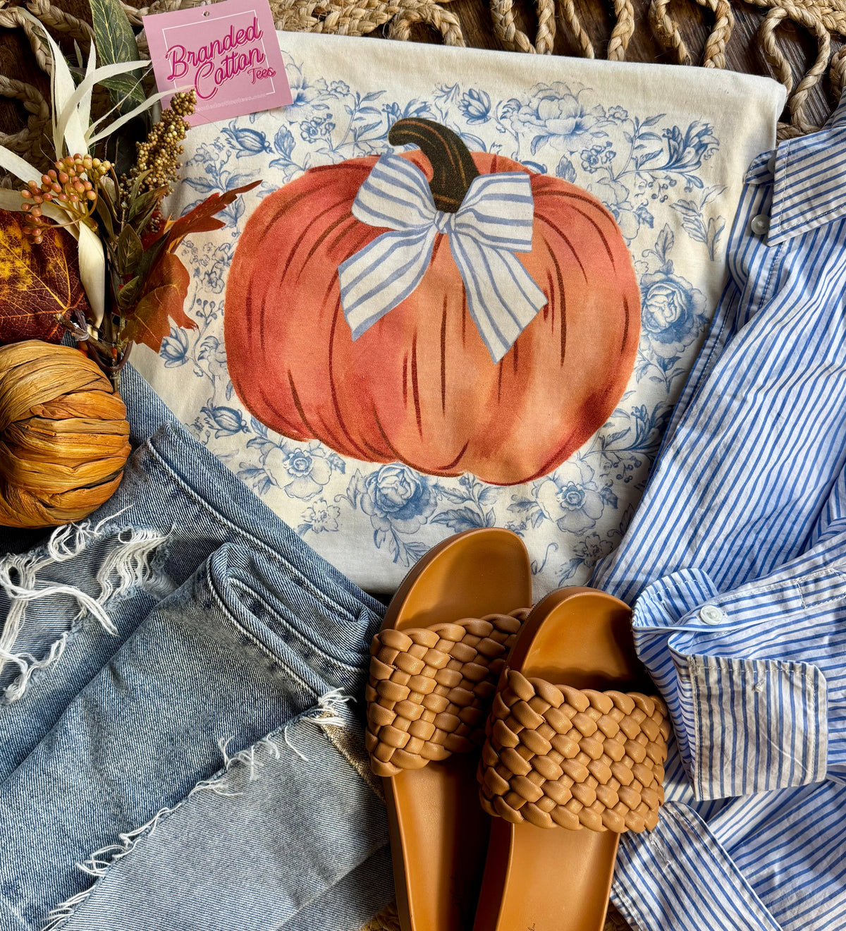 Blue Floral Pumpkin