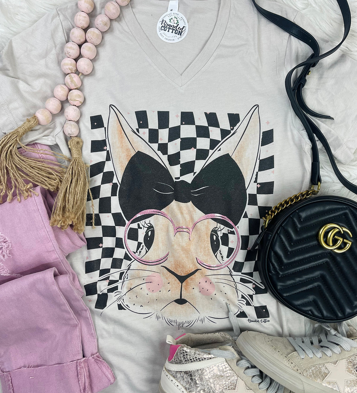 Checkered Bunny Glasses