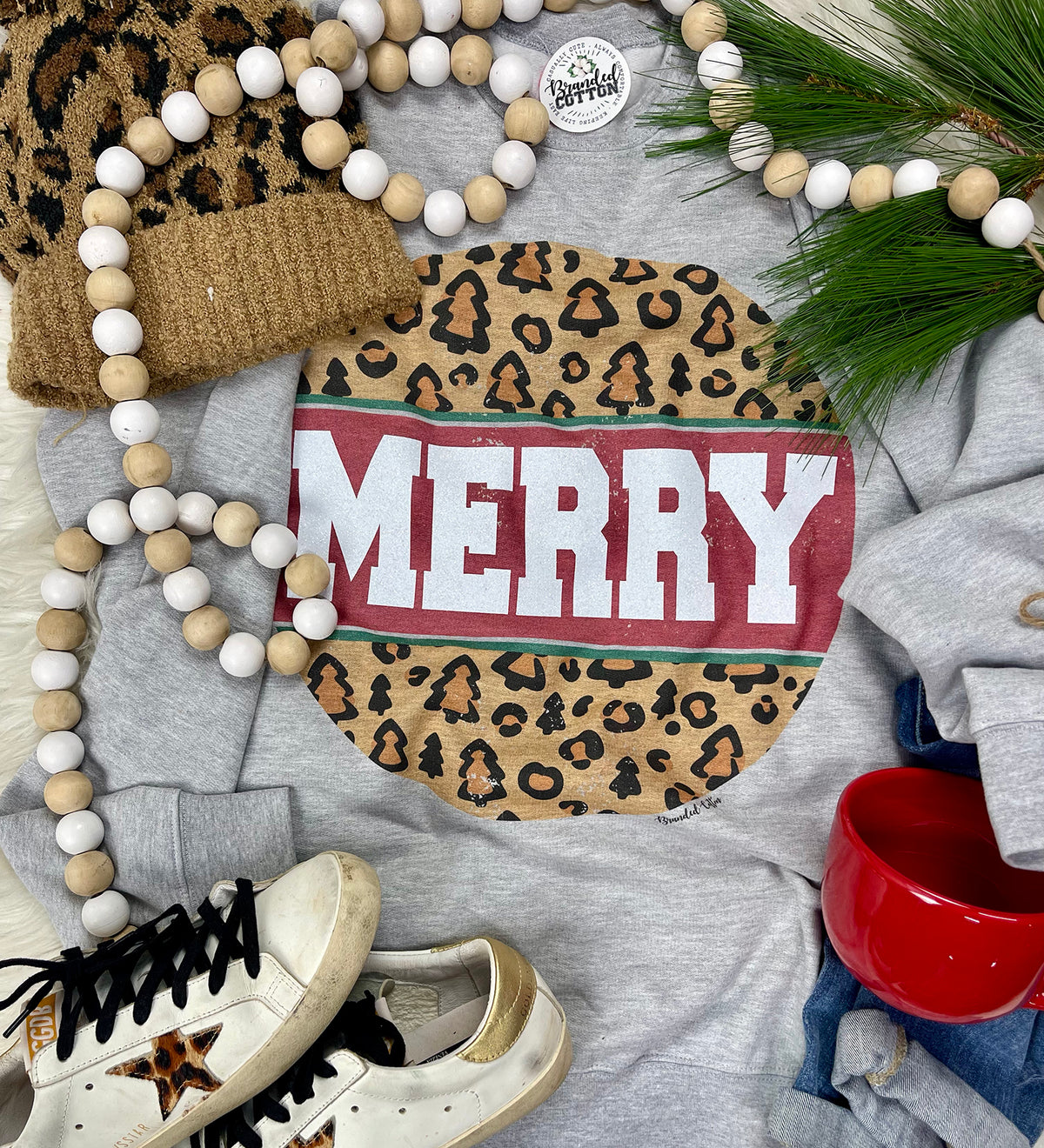 Glitter Merry Leopard Sweatshirt